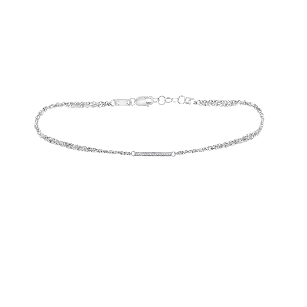10kt White Gold Women's Diamond Single Row Bar Fashion Bracelet 1/12 ctw