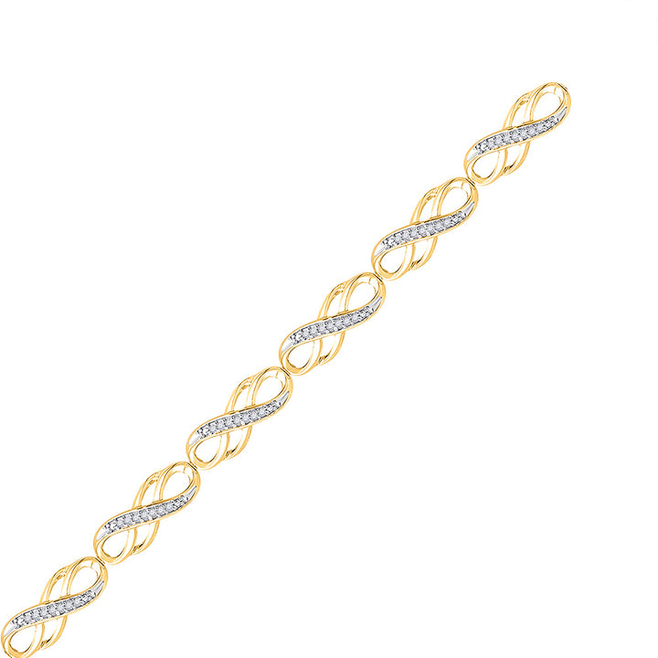 10kt Yellow Gold Womens Round Diamond Infinity Bracelet 1/4 Cttw