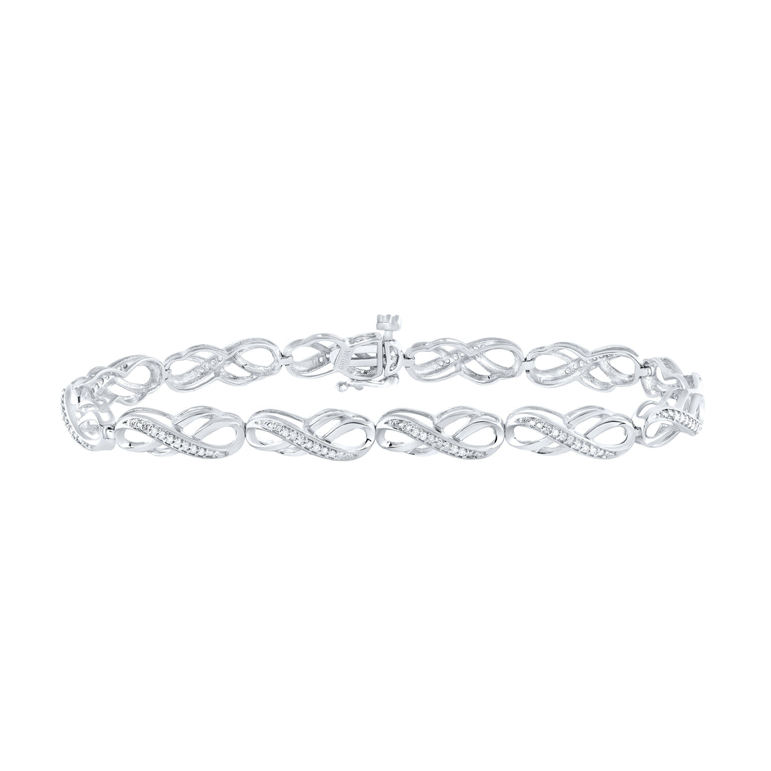 10kt White Gold Womens Round Diamond Infinity Bracelet 1/4 Cttw