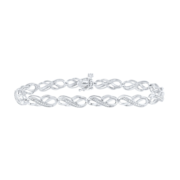 10kt White Gold Womens Round Diamond Infinity Bracelet 1/4 Cttw