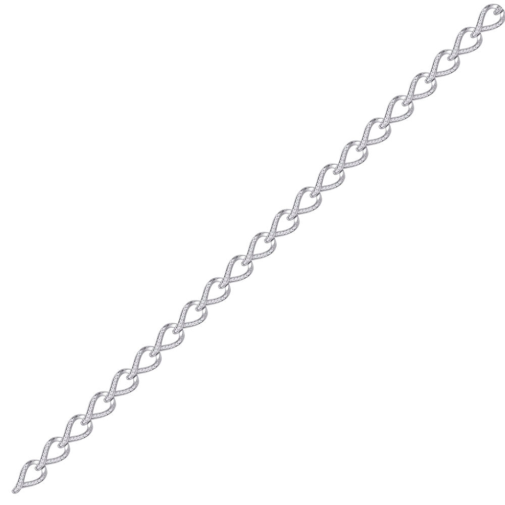 10kt White Gold Women's Diamond Bracelet 1 ctw