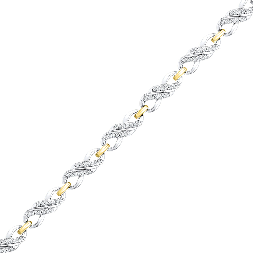 10kt Two-tone Gold Women's Diamond Infinity Bracelet 1/2 ctw