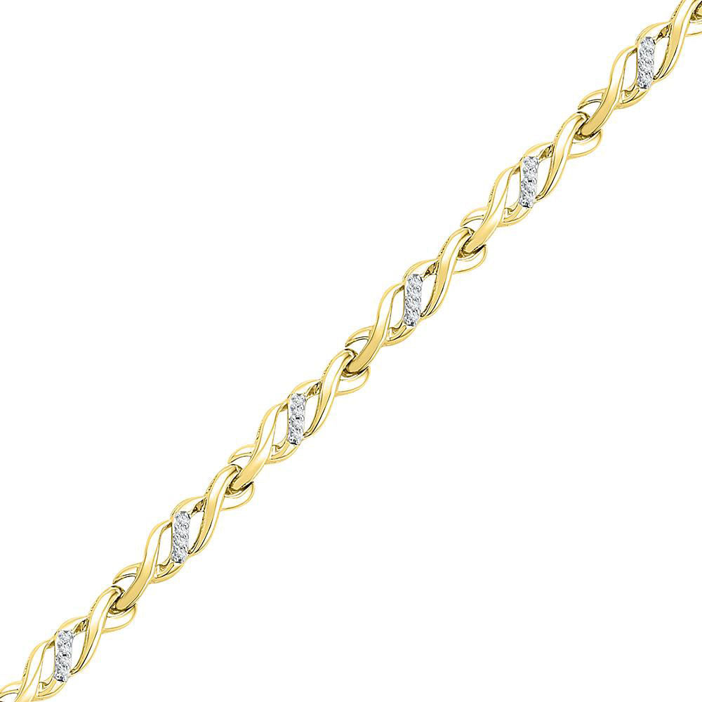 10kt Yellow Gold Women's Round Diamond Infinity Bracelet 1/6 ctw