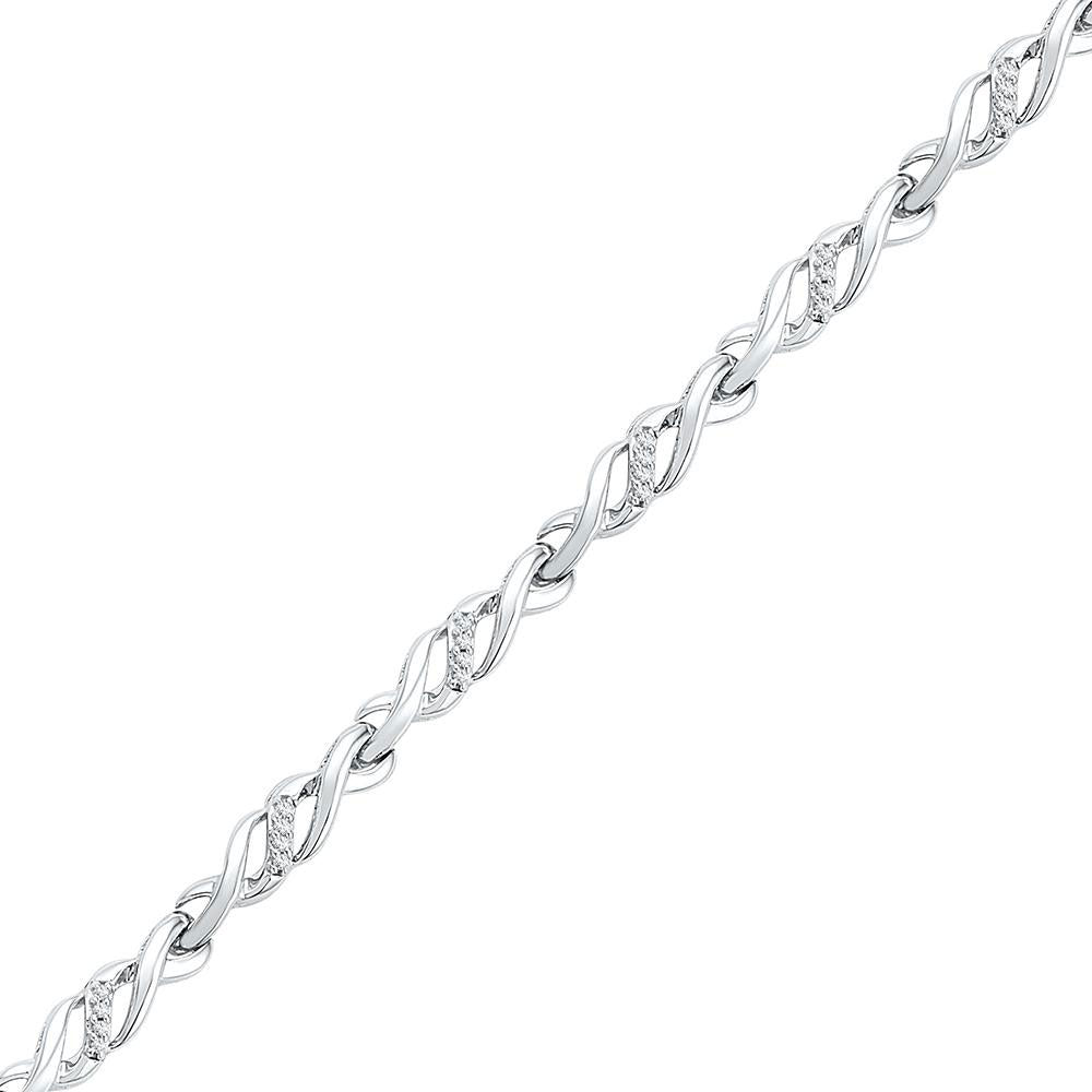 10kt White Gold Women's Diamond Bracelet 1/6 ctw