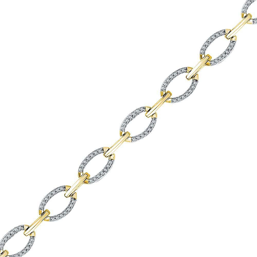 10kt Yellow Gold Women's Natural Diamond Yellow Bracelet 3/4 ctw