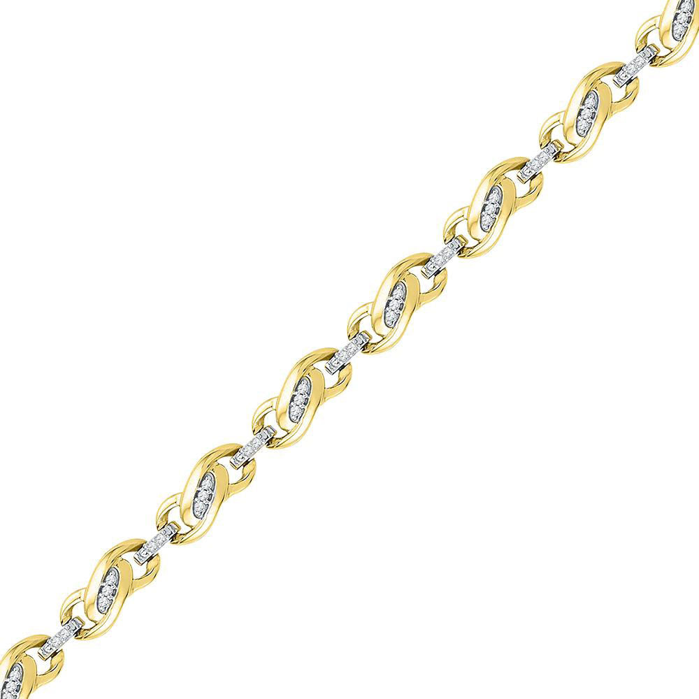 10kt Yellow Gold Women's Diamond Fashion Link Bracelet 1/4 ctw