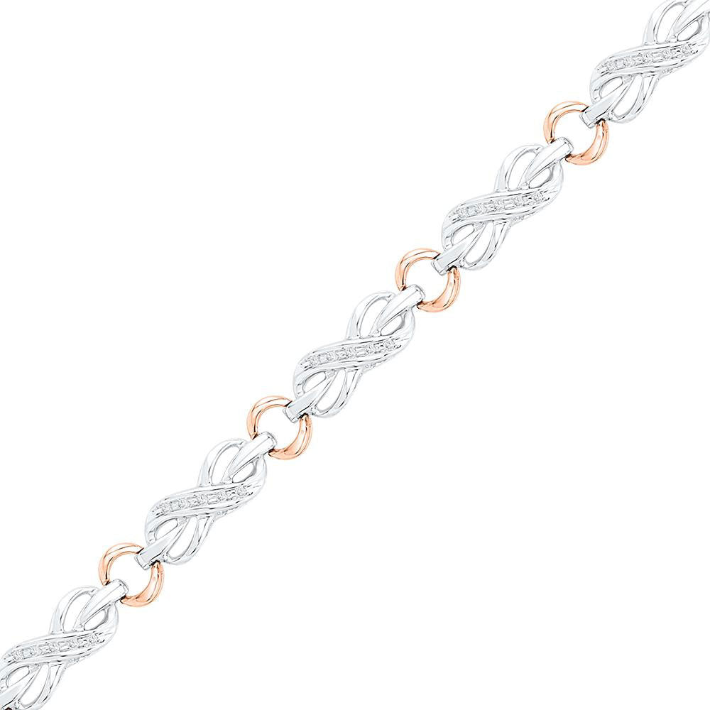 10kt Two-tone Gold Women's Diamond Infinity Bracelet 1/4 ctw