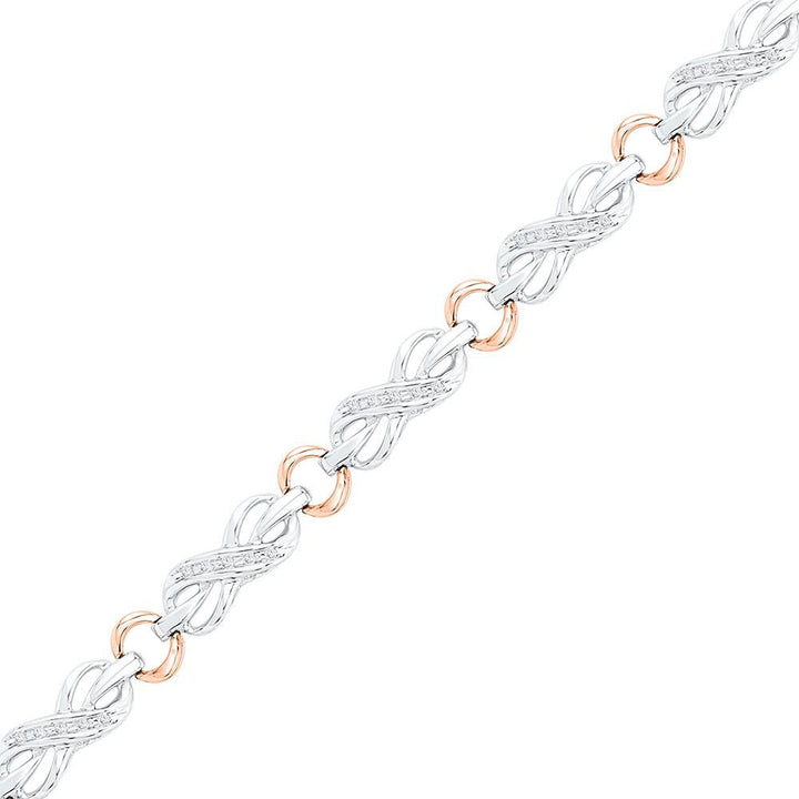 10kt Two-tone Gold Women's Diamond Infinity Bracelet 1/4 ctw