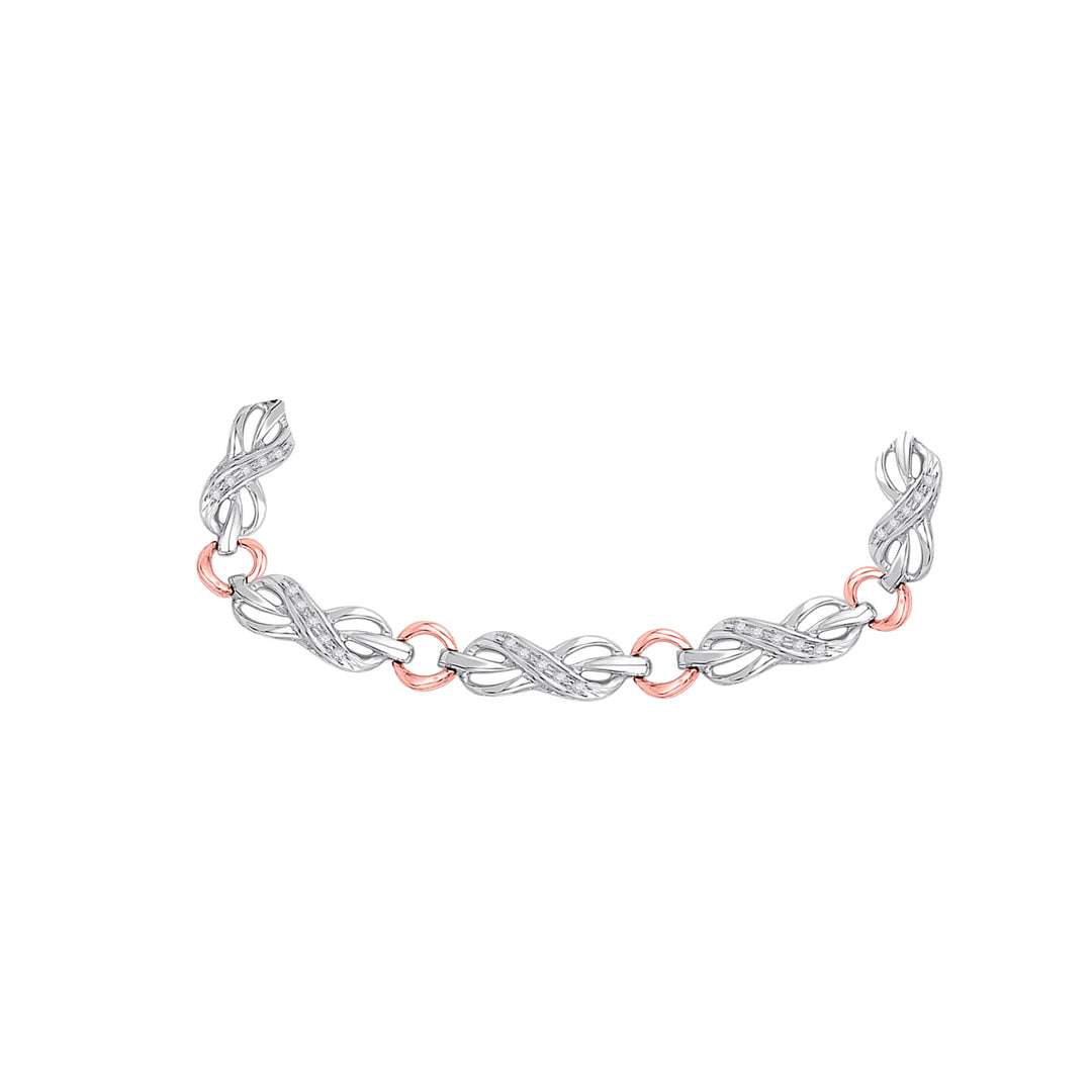 10kt Two-tone Gold Women's Diamond Infinity Bracelet 1/4 ctw - view 2