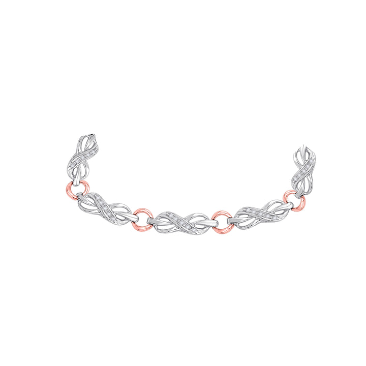 10kt Two-tone Gold Women's Diamond Infinity Bracelet 1/4 ctw - view 2