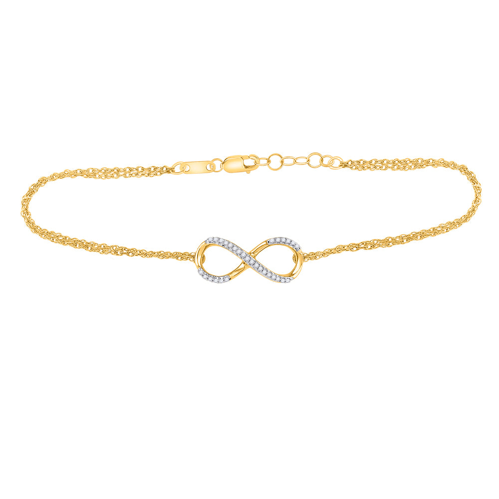 10kt Yellow Gold Women's Diamond Infinity Bracelet 1/10 ctw
