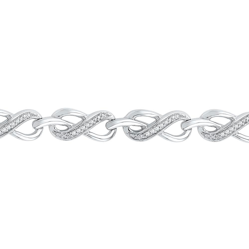 10kt White Gold Women's Diamond Infinity Link Bracelet 1/5 ctw