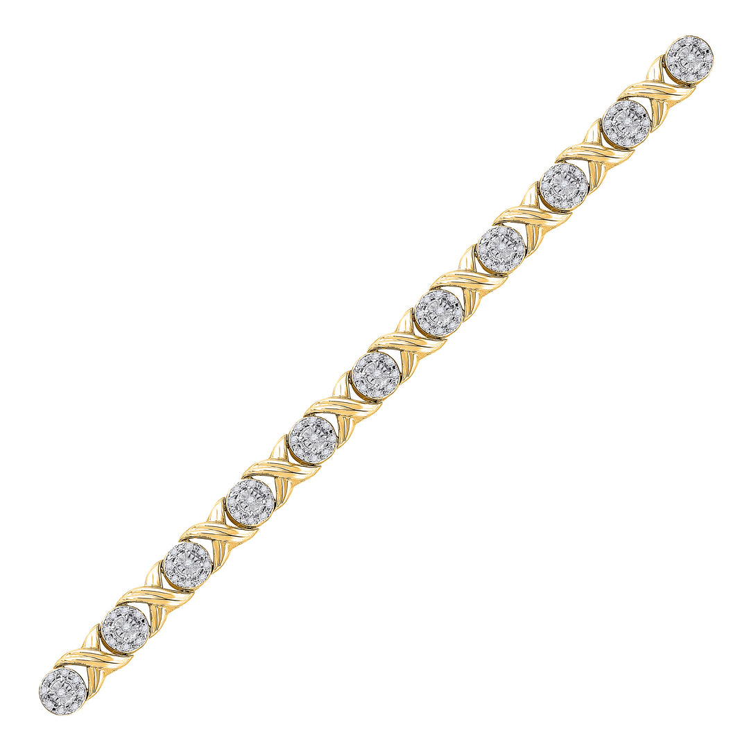 10kt Yellow Gold Women's Round Diamond Fashion Bracelet 5/8 ctw