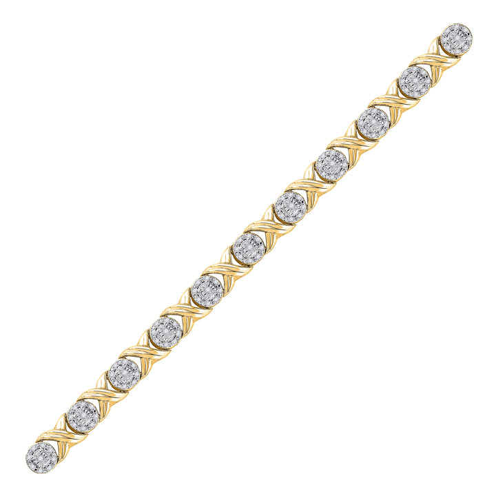 10kt Yellow Gold Women's Round Diamond Fashion Bracelet 5/8 ctw