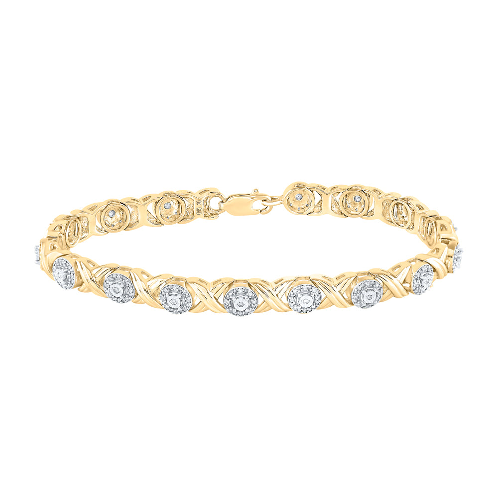 10kt Yellow Gold Women's Round Diamond Fashion Bracelet 5/8 ctw - view 2