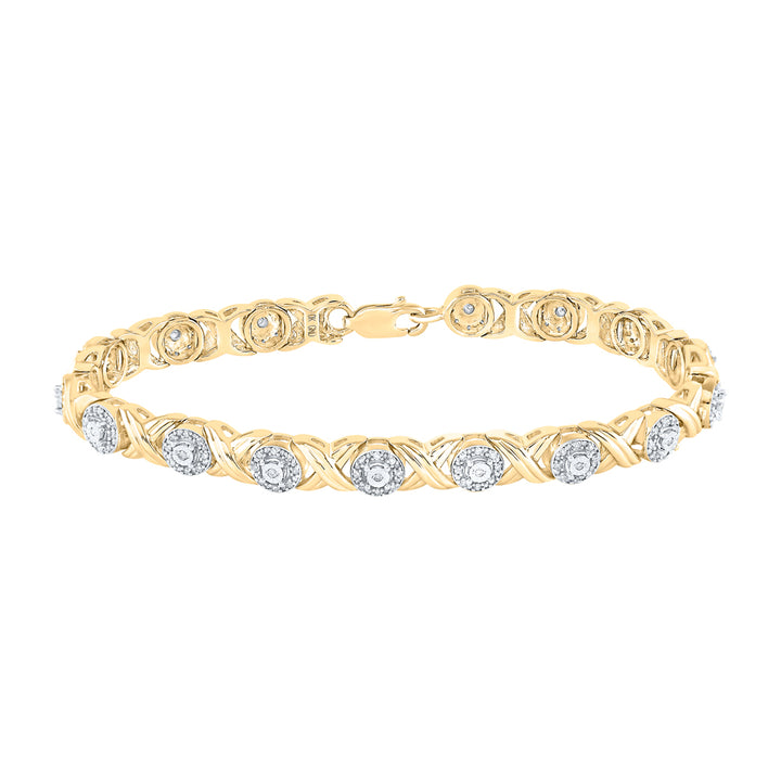 10kt Yellow Gold Women's Round Diamond Fashion Bracelet 5/8 ctw - view 2
