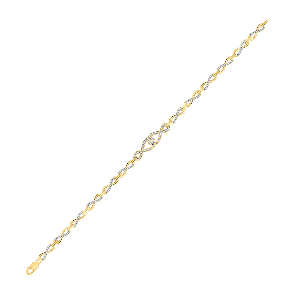 10kt Yellow Gold Women's Round Diamond Infinity Bracelet 1/2 ctw