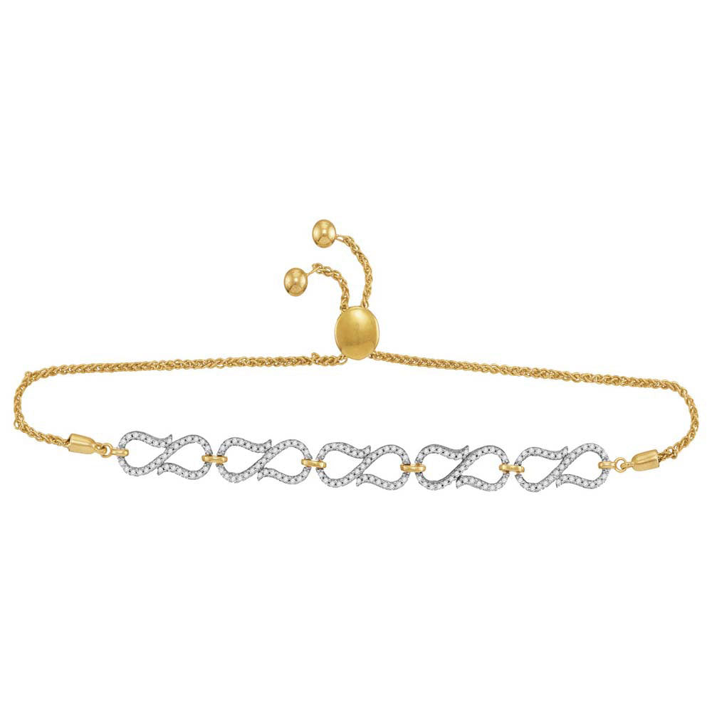 10kt Yellow Gold Women's Diamond Infinity Bolo Bracelet 1/2 ctw
