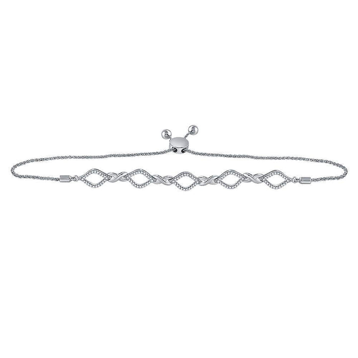 10kt White Gold Women's Diamond Infinity Oval Bolo Bracelet 1/4 ctw