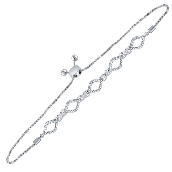10kt White Gold Women's Diamond Infinity Oval Bolo Bracelet 1/4 ctw - view 2