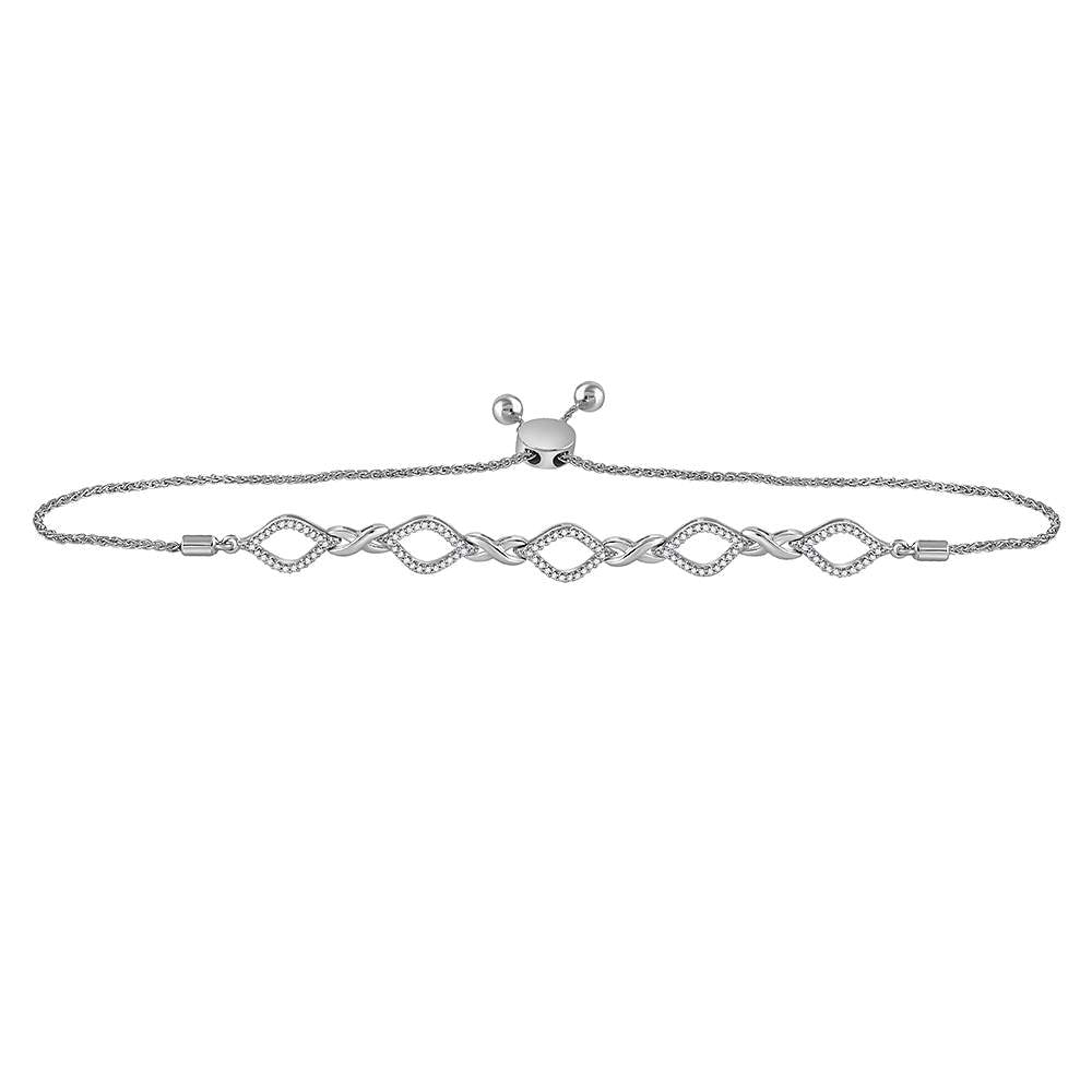 10kt White Gold Women's Diamond Infinity Oval Bolo Bracelet 1/4 ctw - view 3