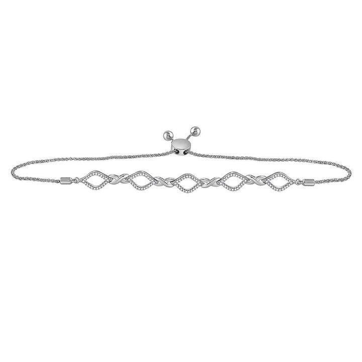 10kt White Gold Women's Diamond Infinity Oval Bolo Bracelet 1/4 ctw - view 3