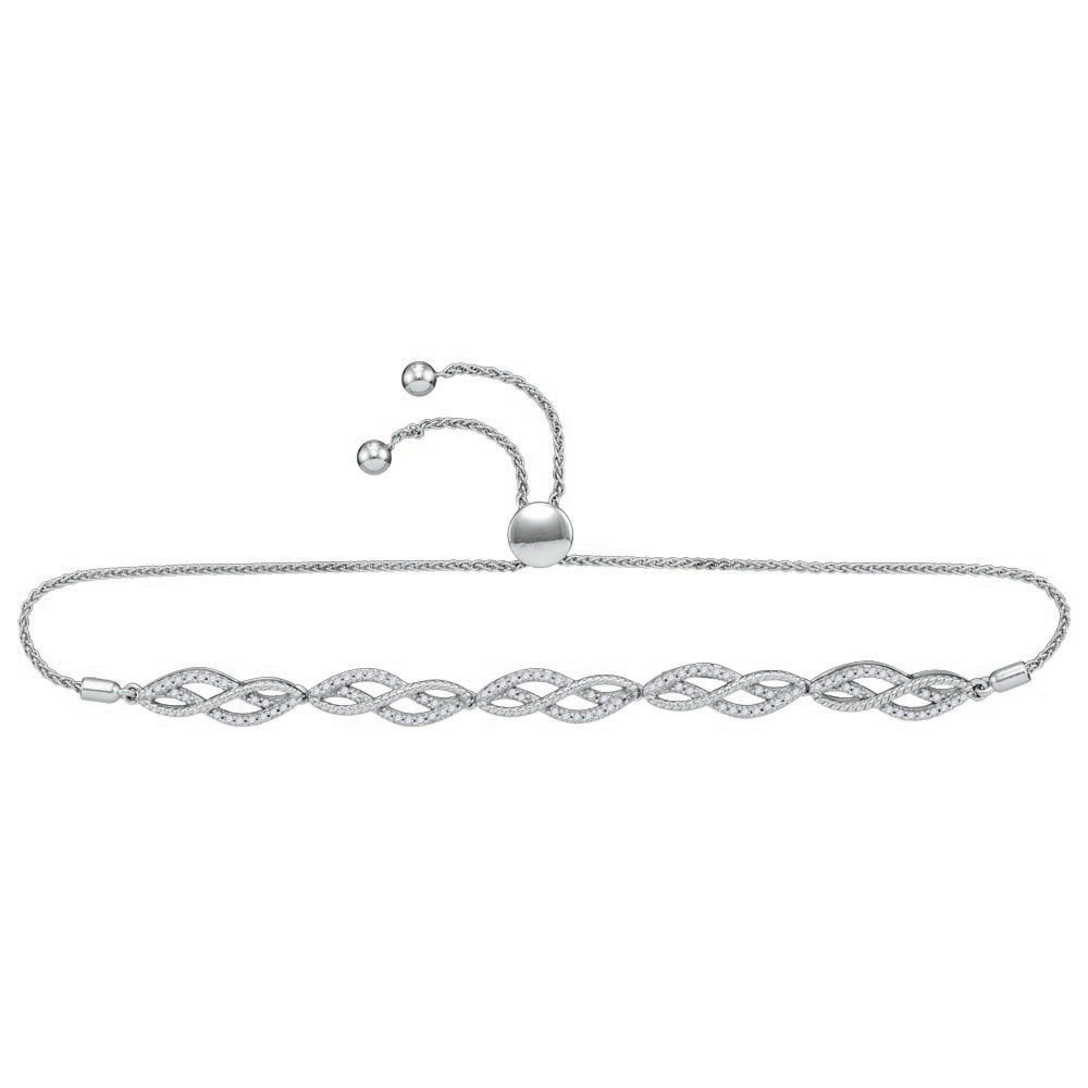 10kt White Gold Women's Round Diamond Bolo Bracelet 1/2 ctw