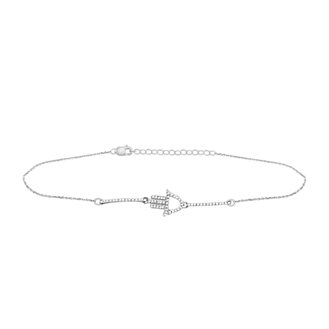 10kt White Gold Women's Diamond Hamsa Hand Chain Bracelet 1/5 ctw