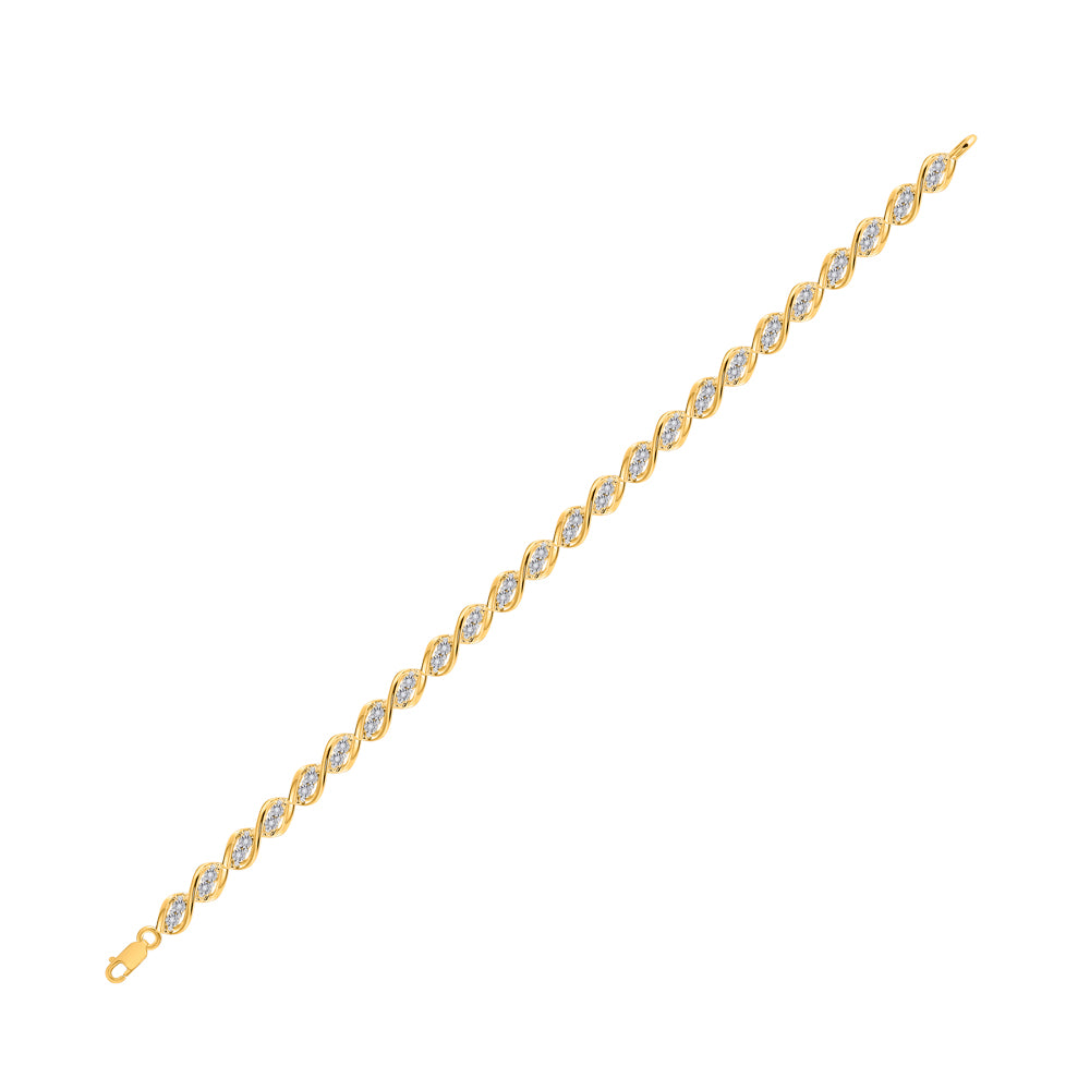 10kt Yellow Gold Women's Diamond Illusion-set Tennis Bracelet 1/5 ctw