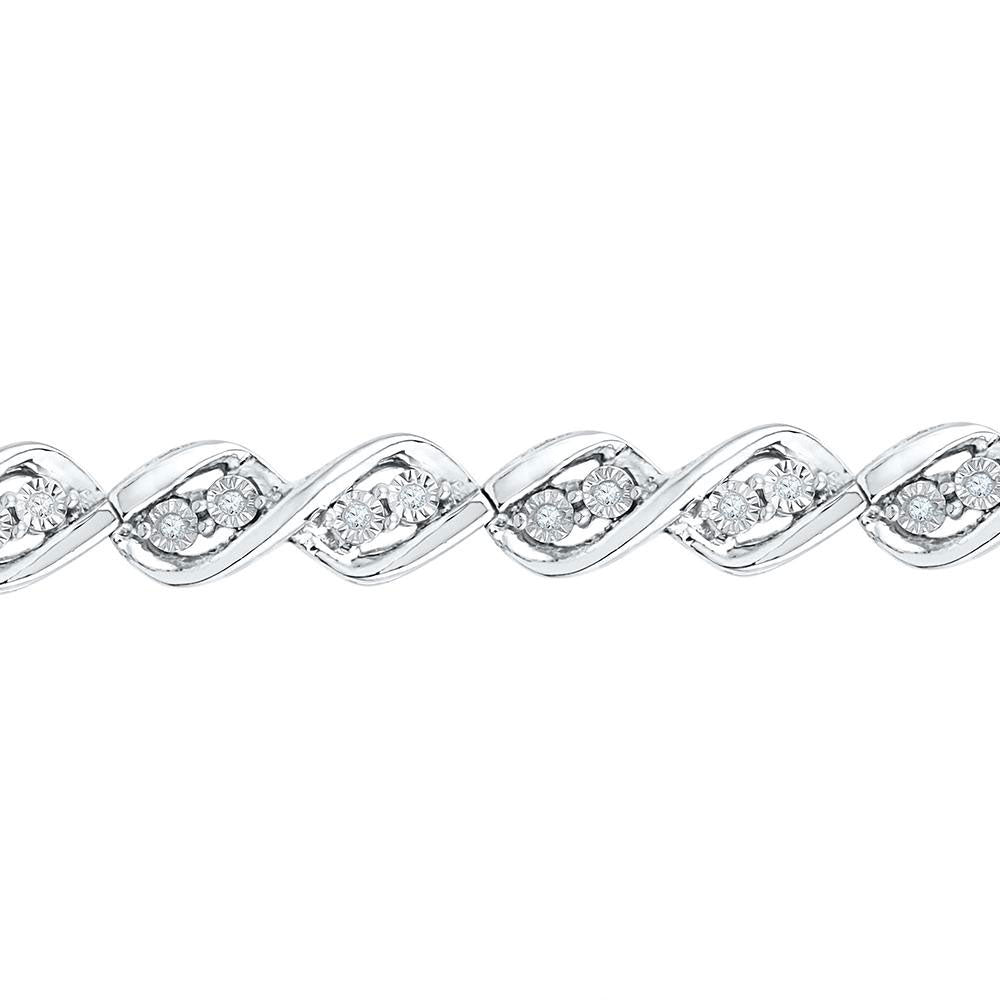 10kt White Gold Women's Diamond Bracelet 1/5 ctw