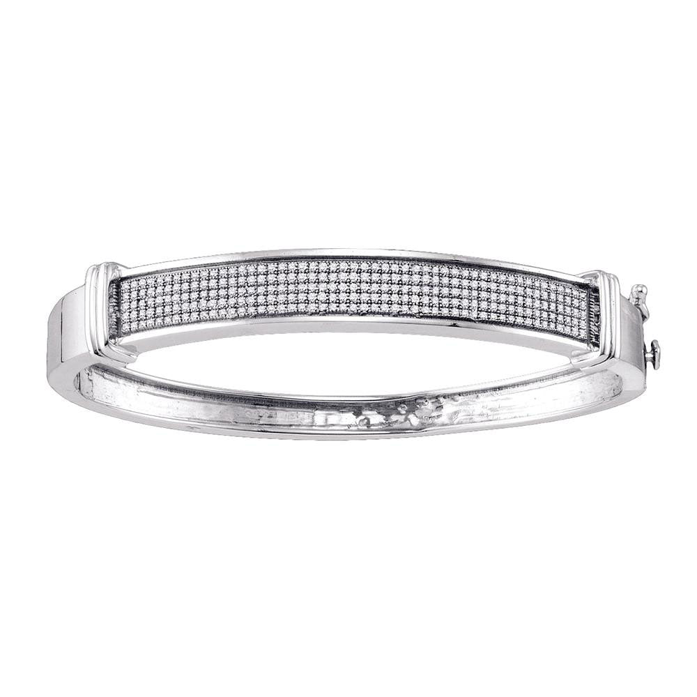 10kt White Gold Women's Diamond Bangle 3/4 ctw