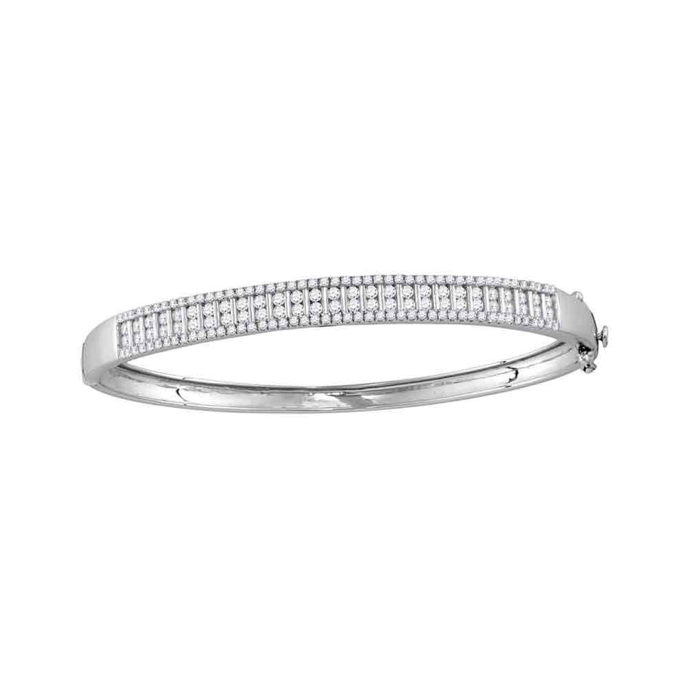 14kt White Gold Women's Round Diamond Bangle Bracelet 2 ctw
