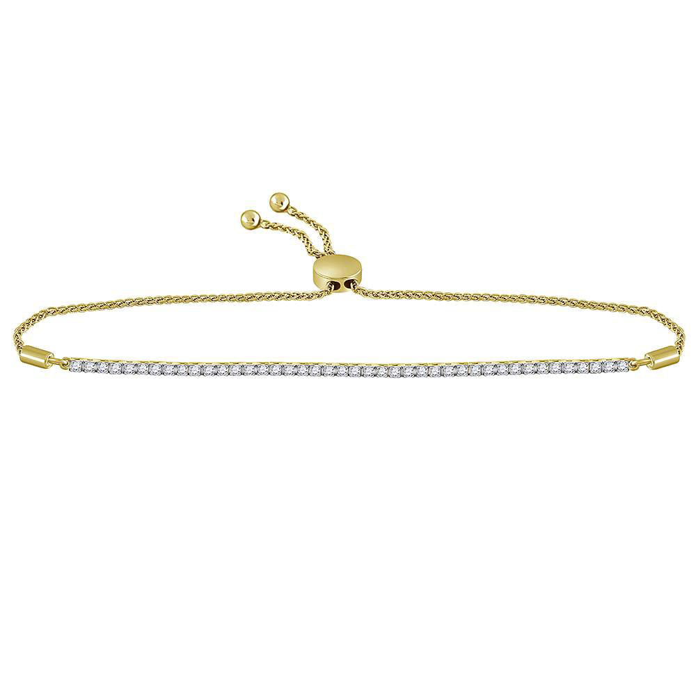 10kt Yellow Gold Women's Round Diamond Bolo Bracelet 1 ctw - view 2