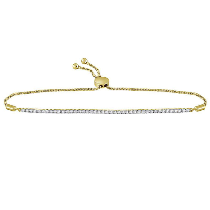 10kt Yellow Gold Women's Round Diamond Bolo Bracelet 1 ctw - view 2