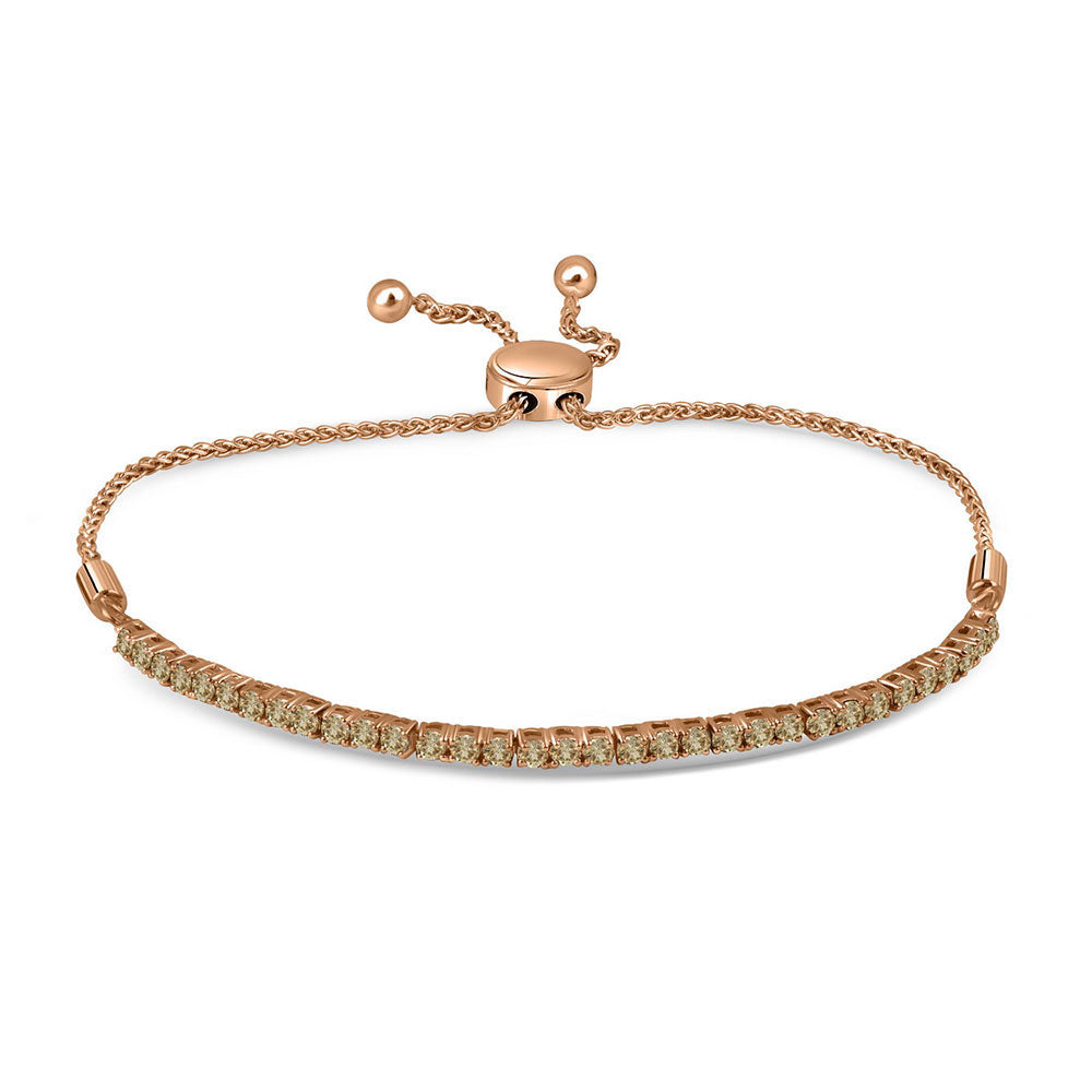 10kt Yellow Gold Women's Brown Diamond Bolo Bracelet 2 ctw