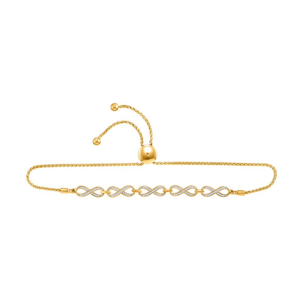 10kt Yellow Gold Women's Diamond Linked Infinity Bolo Bracelet 1/3 ctw