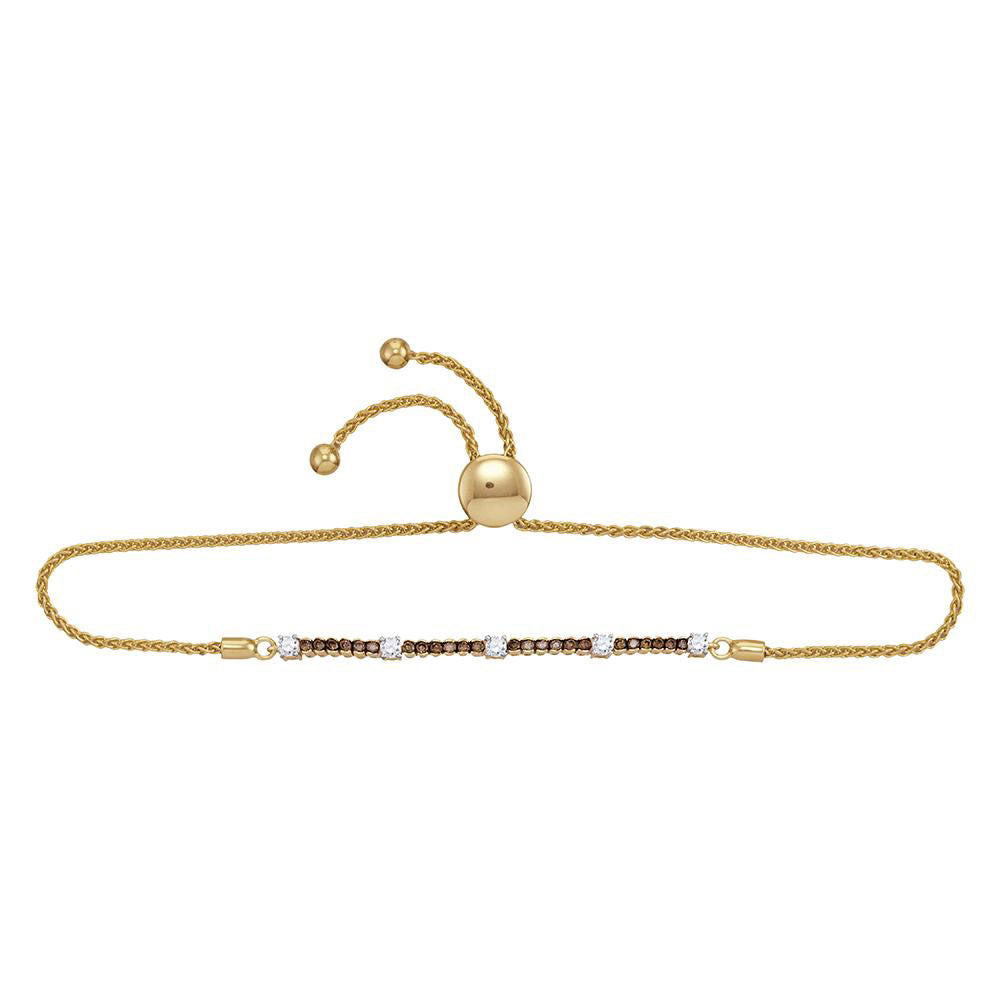 10kt Yellow Gold Women's Brown Diamond Bolo Bracelet 3/4 ctw