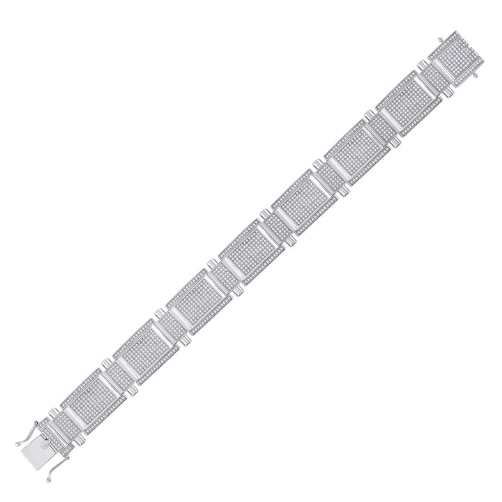 10kt White Gold Men's Round Diamond Link Bracelet 3-5/8 ctw