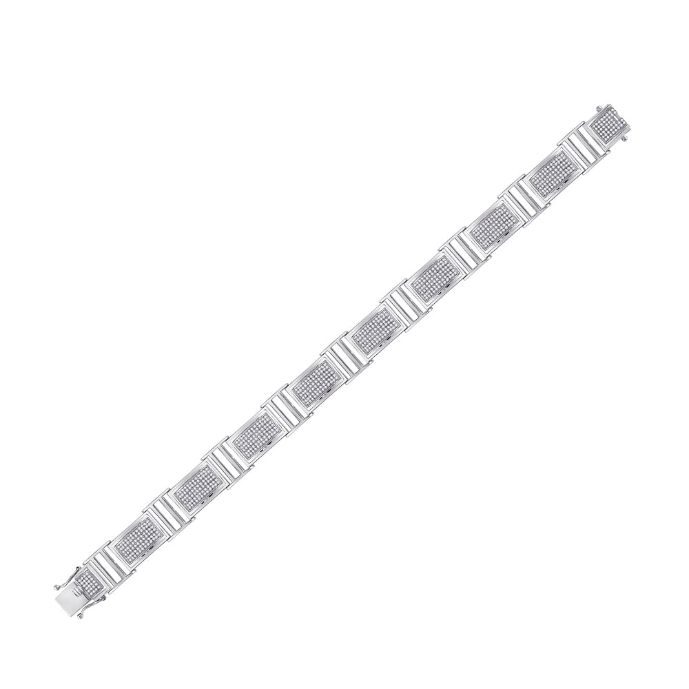 10kt White Gold Men's Round Diamond Link Bracelet 2 ctw