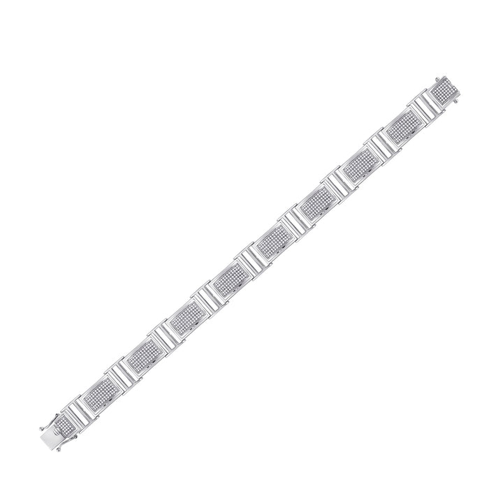 10kt White Gold Men's Round Diamond Link Bracelet 2 ctw