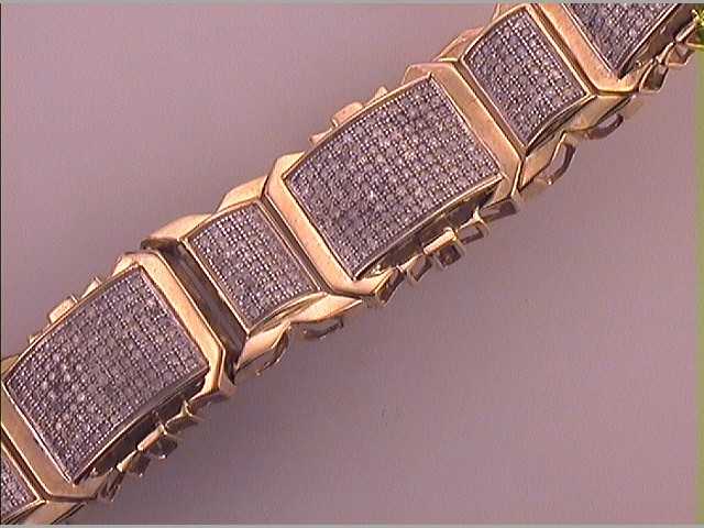 10kt Yellow Gold Men's Diamond Micro-Pave Bracelet 3-3/4 ctw