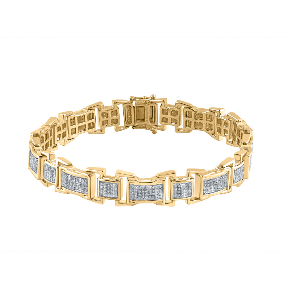10kt Yellow Gold Men's Diamond Micro-Pave Bracelet 1-1/3 ctw