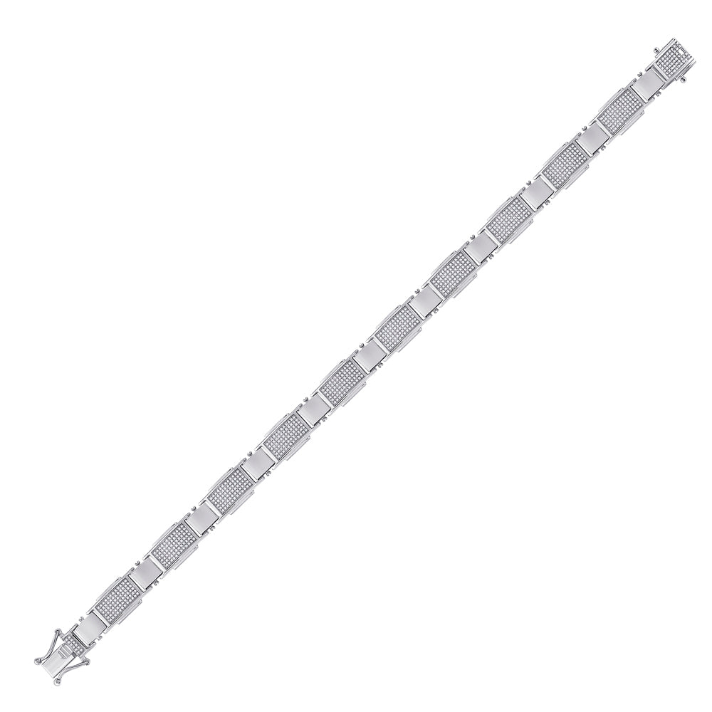 10kt White Gold Men's Diamond Micro-Pave Bracelet 1-1/2 ctw