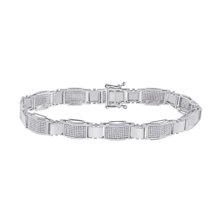 10kt White Gold Men's Diamond Micro-Pave Bracelet 1-1/2 ctw - view 2