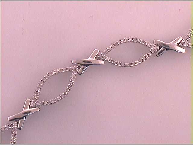 10kt White Gold Women's Diamond Link Fashion Bracelet 3/4 ctw
