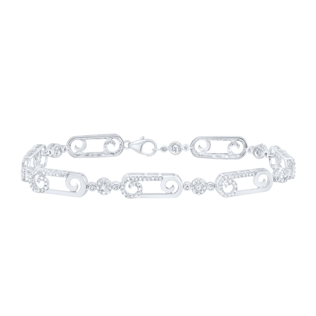 10kt White Gold Women's Diamond Bracelet 3/4 ctw