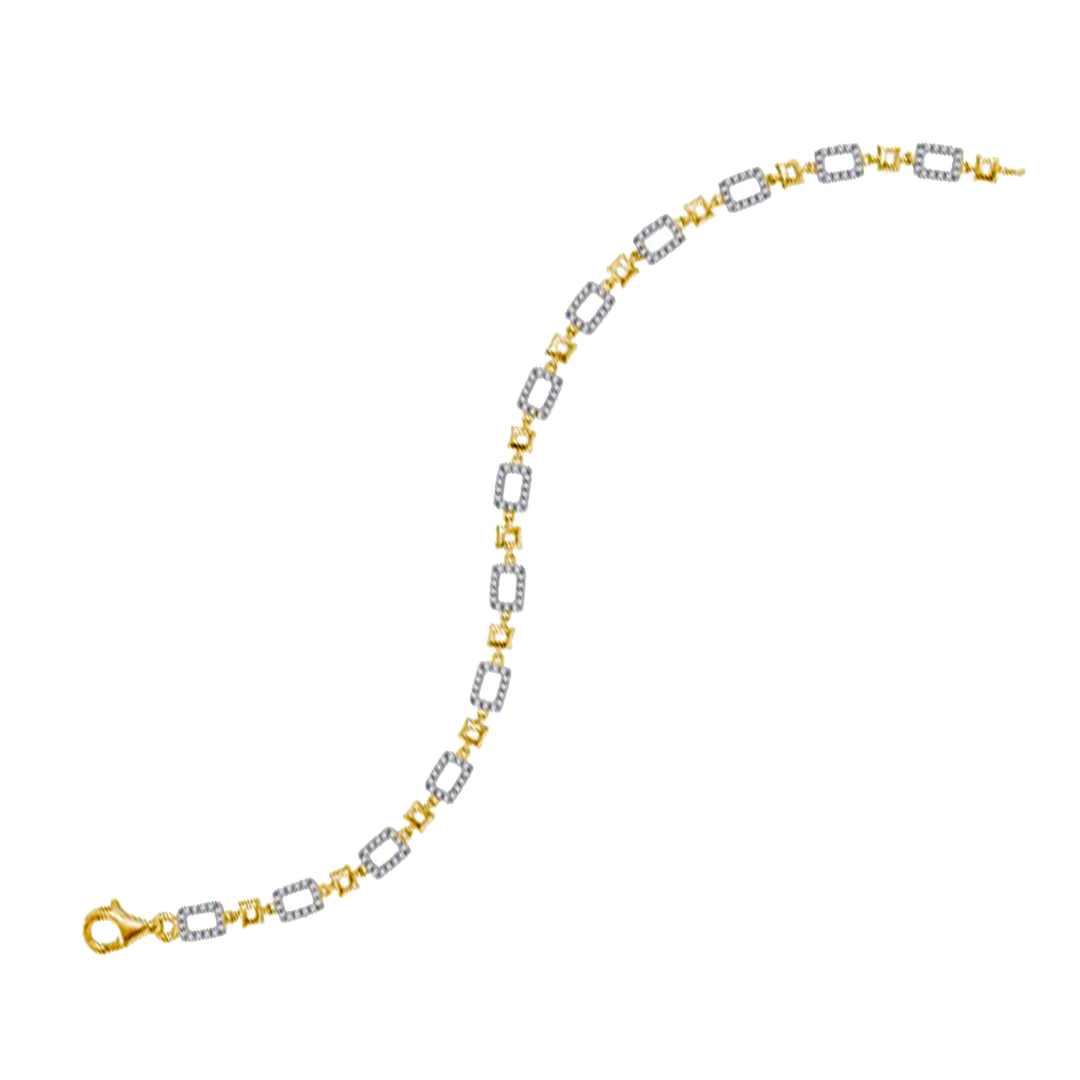 10kt Yellow Gold Women's Diamond Geometric Link Bracelet 3/4 ctw