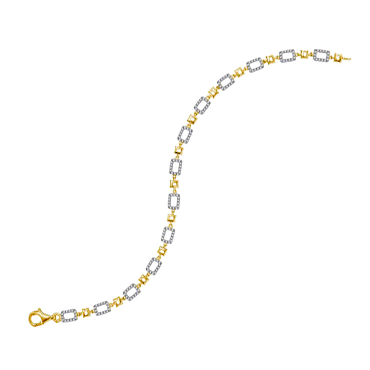 10kt Yellow Gold Women's Diamond Geometric Link Bracelet 3/4 ctw