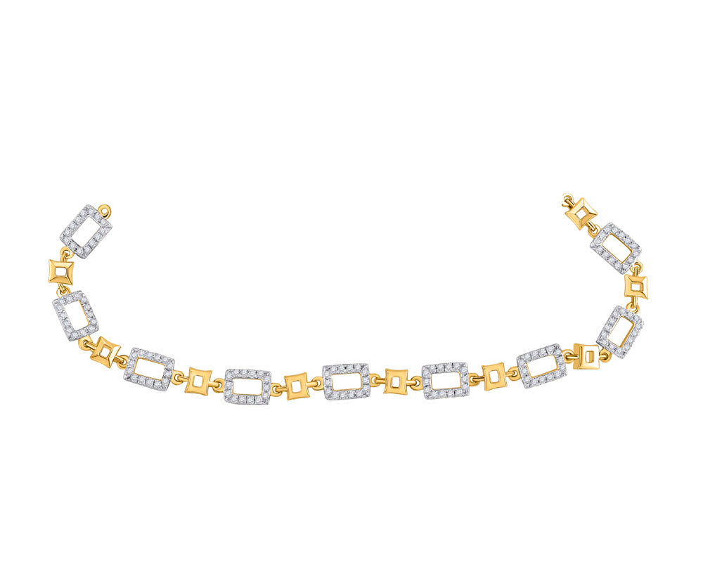 10kt Yellow Gold Women's Diamond Geometric Link Bracelet 3/4 ctw - view 2