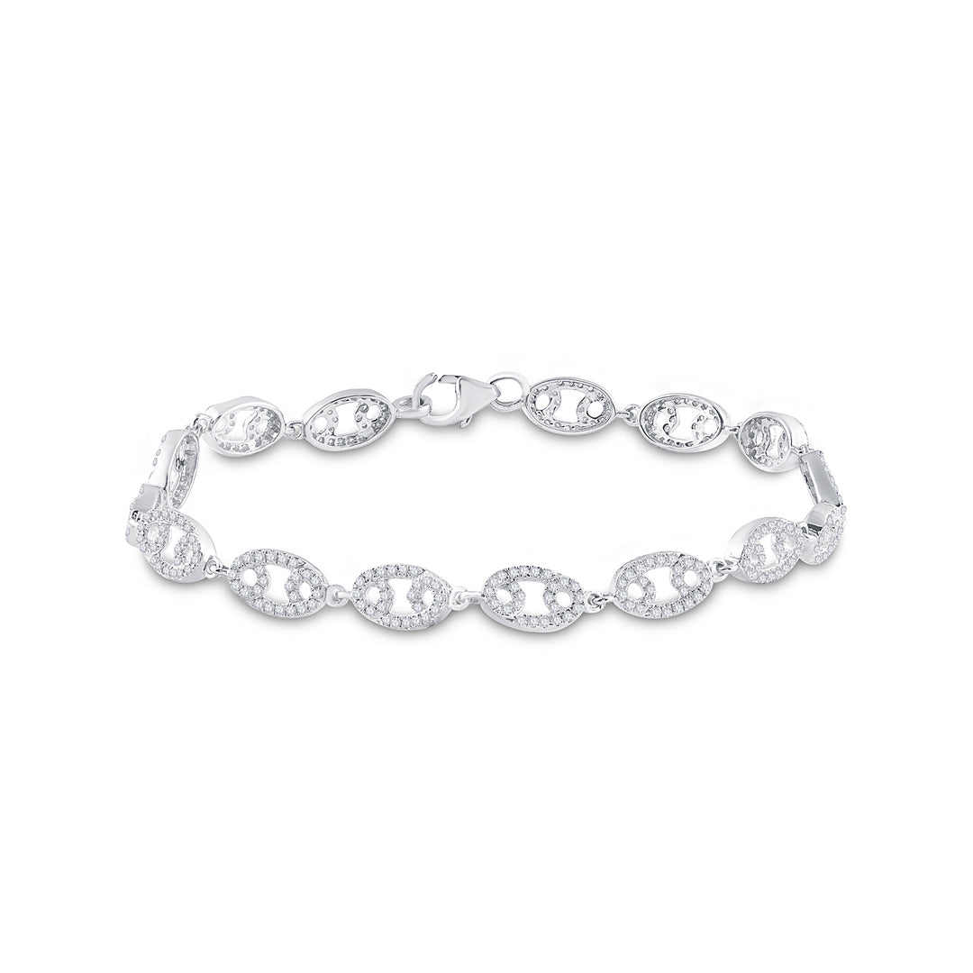 10kt White Gold Women's Diamond Bracelet 1 ctw